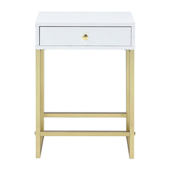 Coleen White & Brass Side Table - Ornate Home