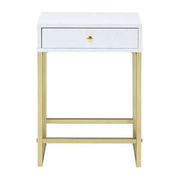 Coleen White & Brass Side Table - Ornate Home