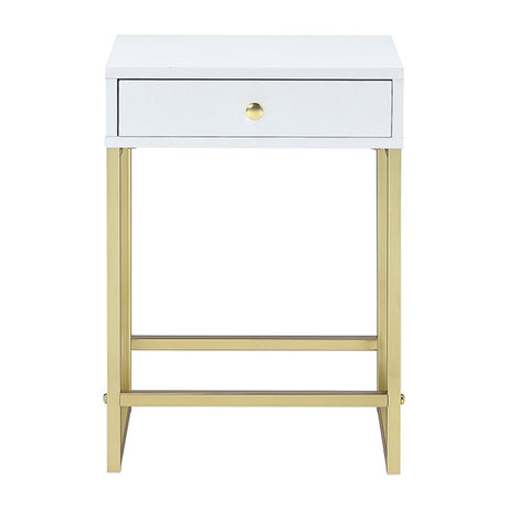 Coleen White & Brass Side Table - Ornate Home