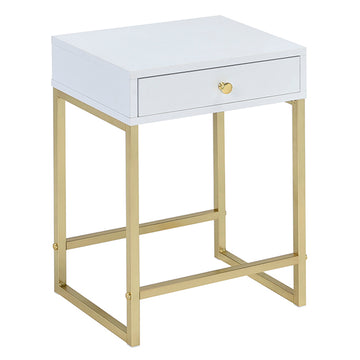 Coleen White & Brass Side Table - Ornate Home