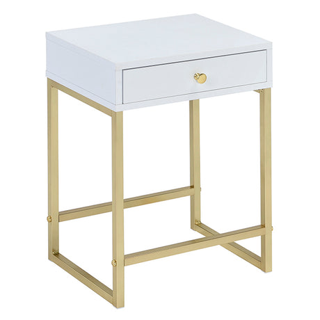 Coleen White & Brass Side Table - Ornate Home