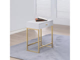 Coleen White & Brass Side Table - Ornate Home