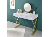 Coleen White Vanity Desk w/Mirror & Jewelry Tray - Ornate Home