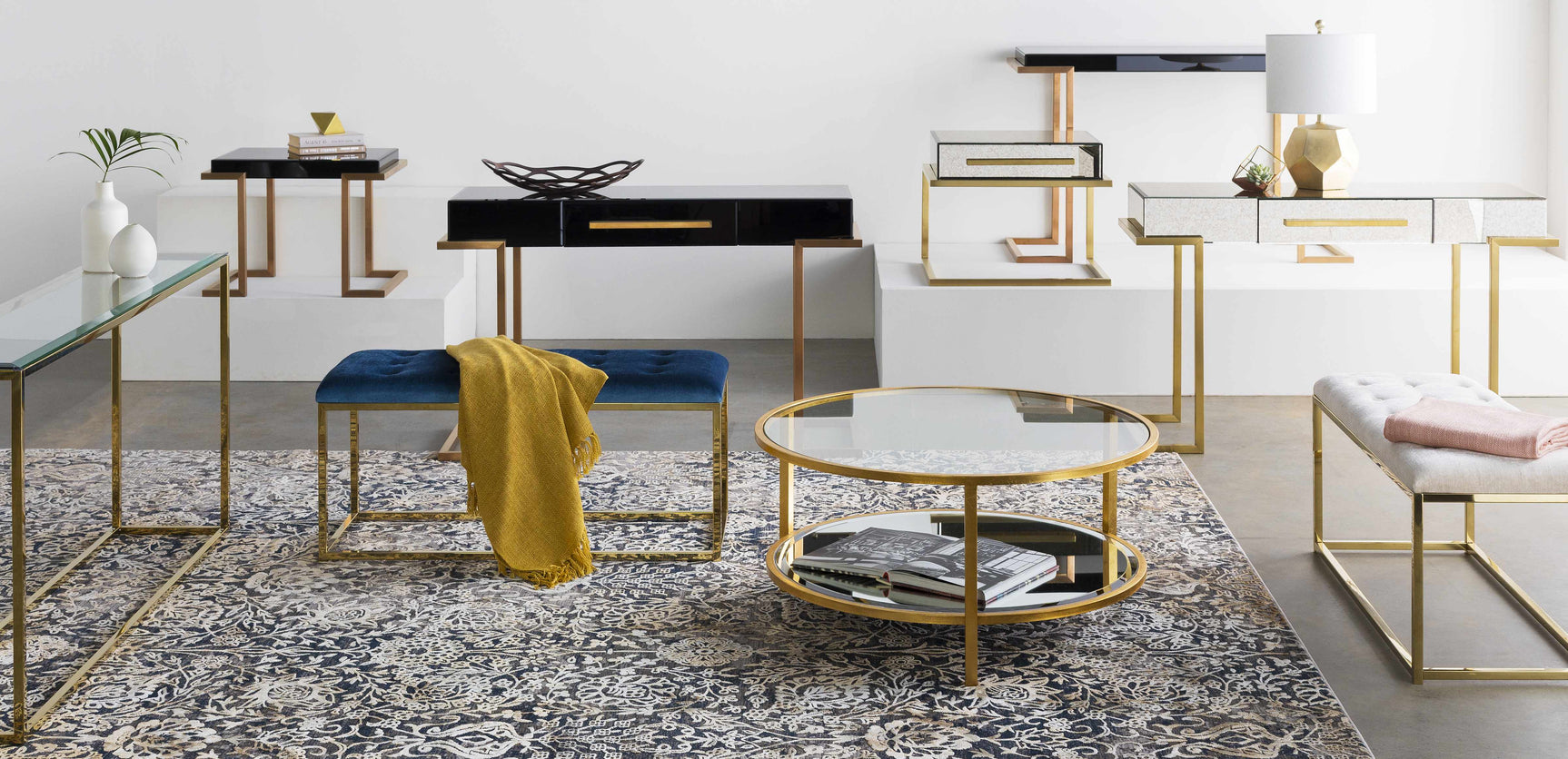 Coleford Gold Geometric Table Lamp - Ornate Home