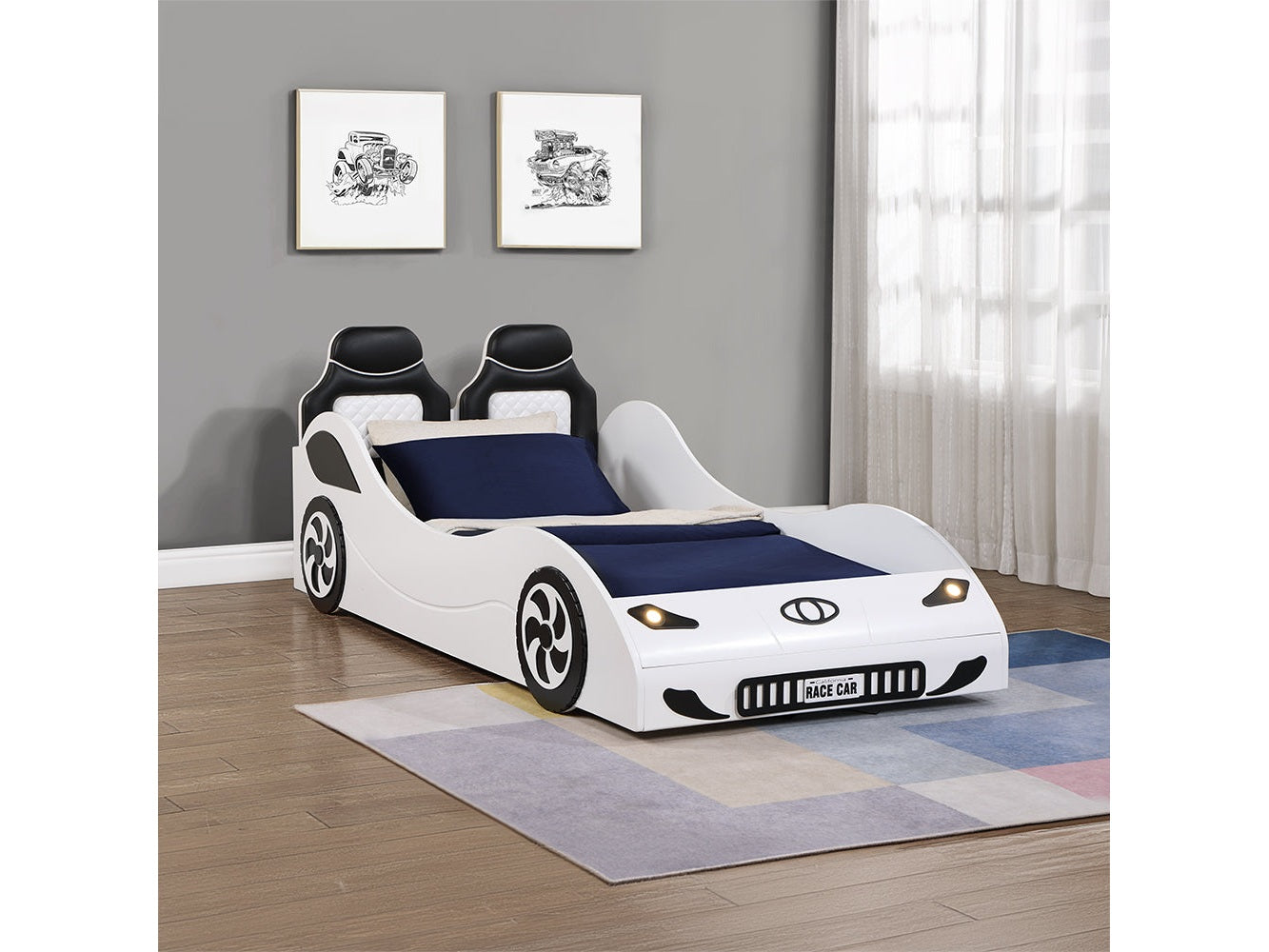 Colen White Car Bed (Twin) - Ornate Home