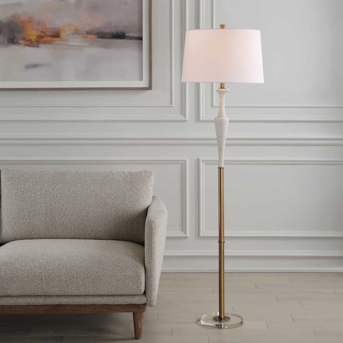 Colette White Stone Floor Lamp - Ornate Home
