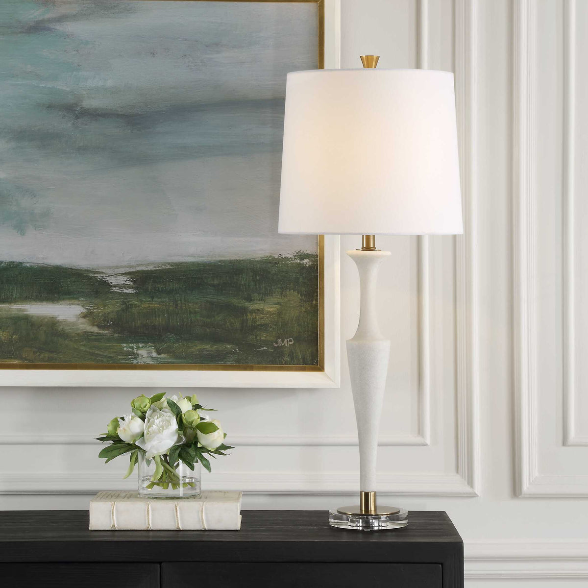 Colette White Stone Table Lamp - Ornate Home