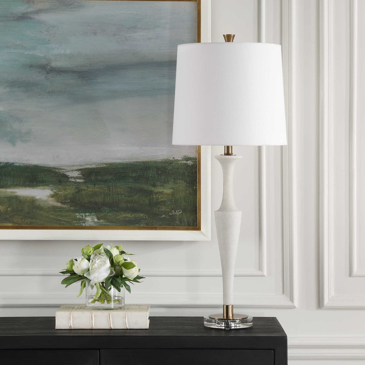 Colette White Stone Table Lamp - Ornate Home