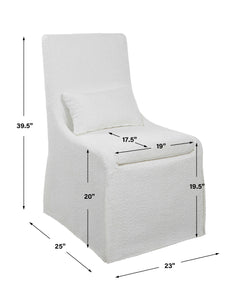 Coley White Armless Chair - Ornate Home