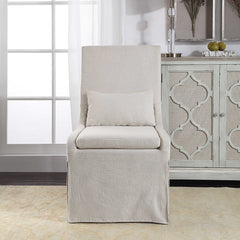 Coley White Linen Armless Chair - Ornate Home
