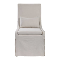 Coley White Linen Armless Chair - Ornate Home