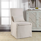 Coley White Linen Armless Chair - Ornate Home
