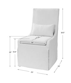 Coley White Linen Armless Chair - Ornate Home