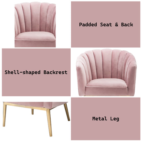 Colla Blush Pink Velvet & Gold Accent Chair - Ornate Home