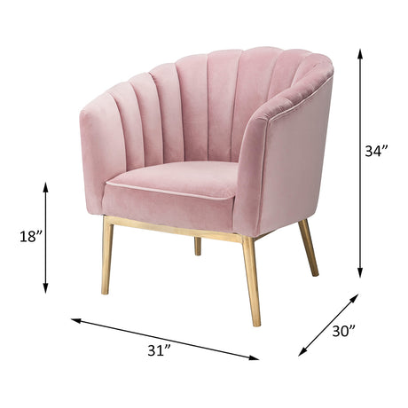 Colla Blush Pink Velvet & Gold Accent Chair - Ornate Home