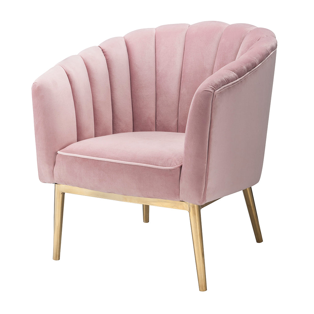 Colla Blush Pink Velvet & Gold Accent Chair - Ornate Home