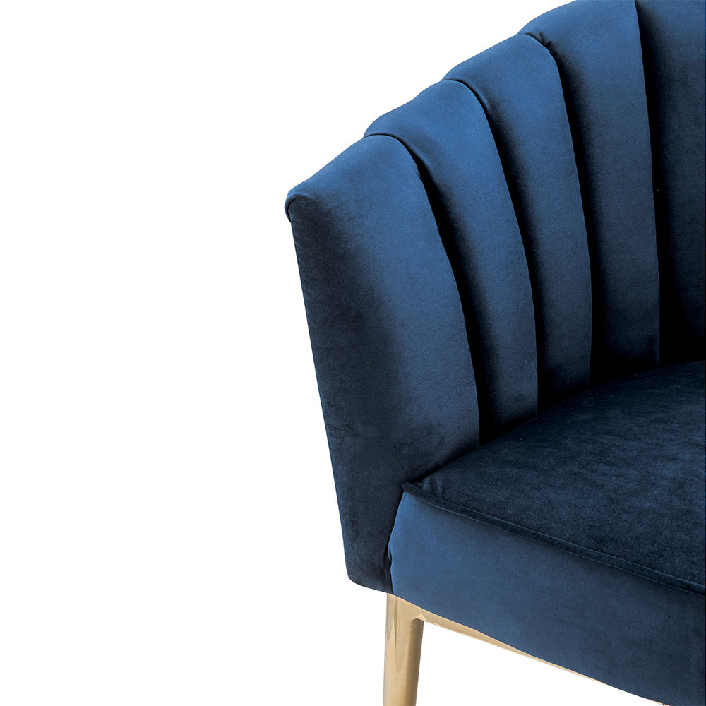 Colla Midnight Blue Velvet & Gold Accent Chair - Ornate Home