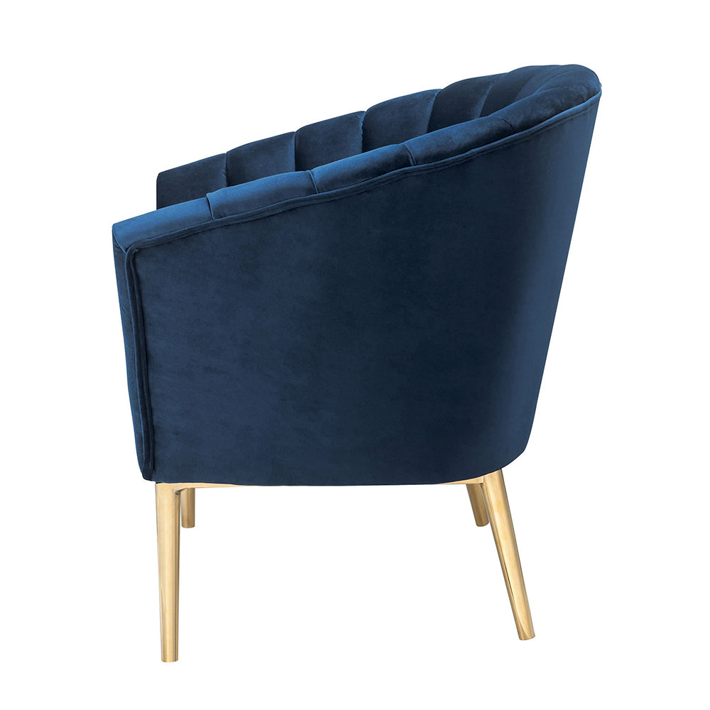 Colla Midnight Blue Velvet & Gold Accent Chair - Ornate Home