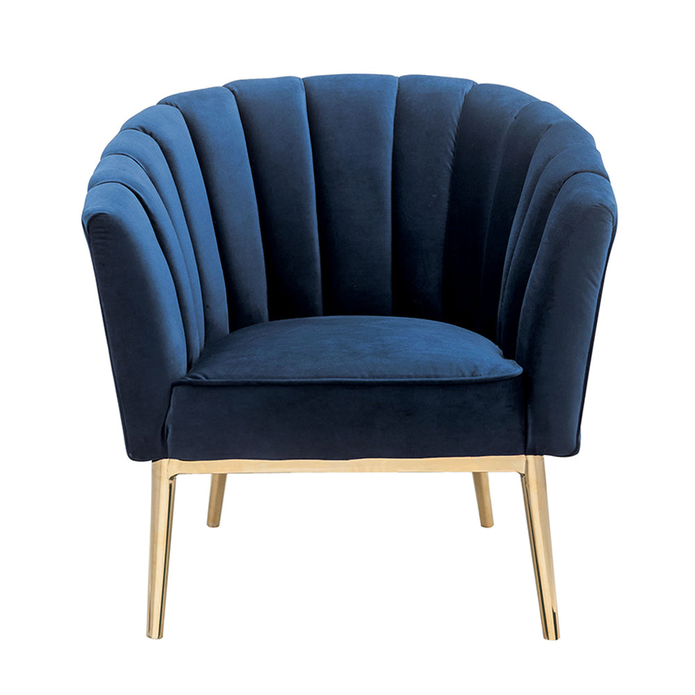 Colla Midnight Blue Velvet & Gold Accent Chair - Ornate Home