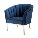 Colla Midnight Blue Velvet & Gold Accent Chair - Ornate Home