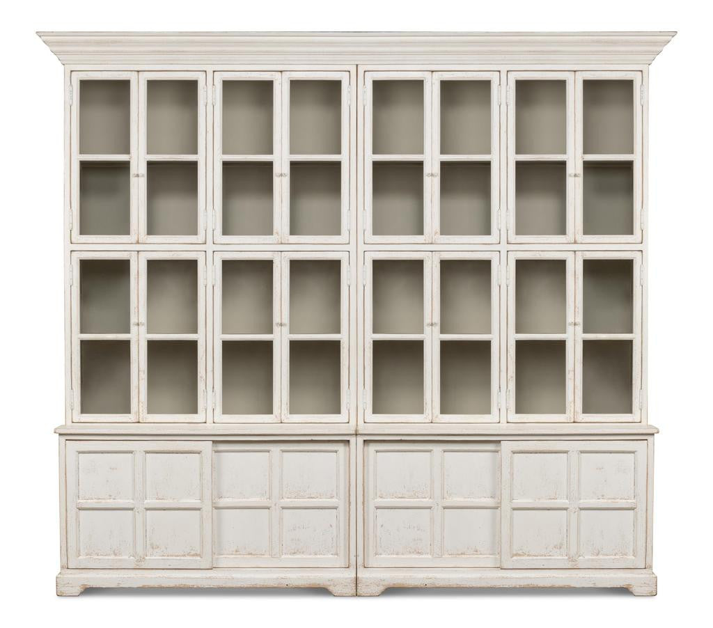 Collector’s Study White Glass Front Bookcase - Ornate Home