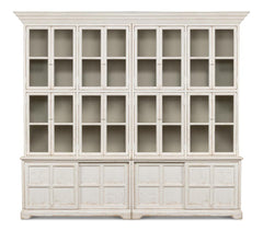 Collector’s Study White Glass Front Bookcase - Ornate Home