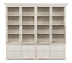 Collector’s Study White Glass Front Bookcase - Ornate Home