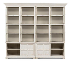 Collector’s Study White Glass Front Bookcase - Ornate Home