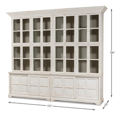 Collector’s Study White Glass Front Bookcase - Ornate Home
