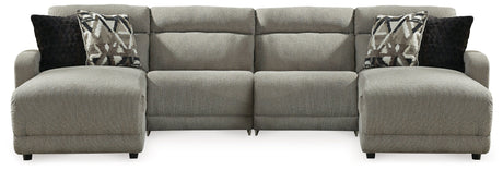 Colleyville Stone 4pc Power Reclining Sectional with Chaise - Ornate Home