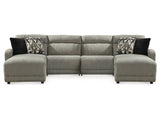 Colleyville Stone 4pc Power Reclining Sectional with Chaise - Ornate Home