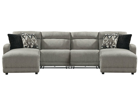 Colleyville Stone 4pc Power Reclining Sectional with Chaise - Ornate Home