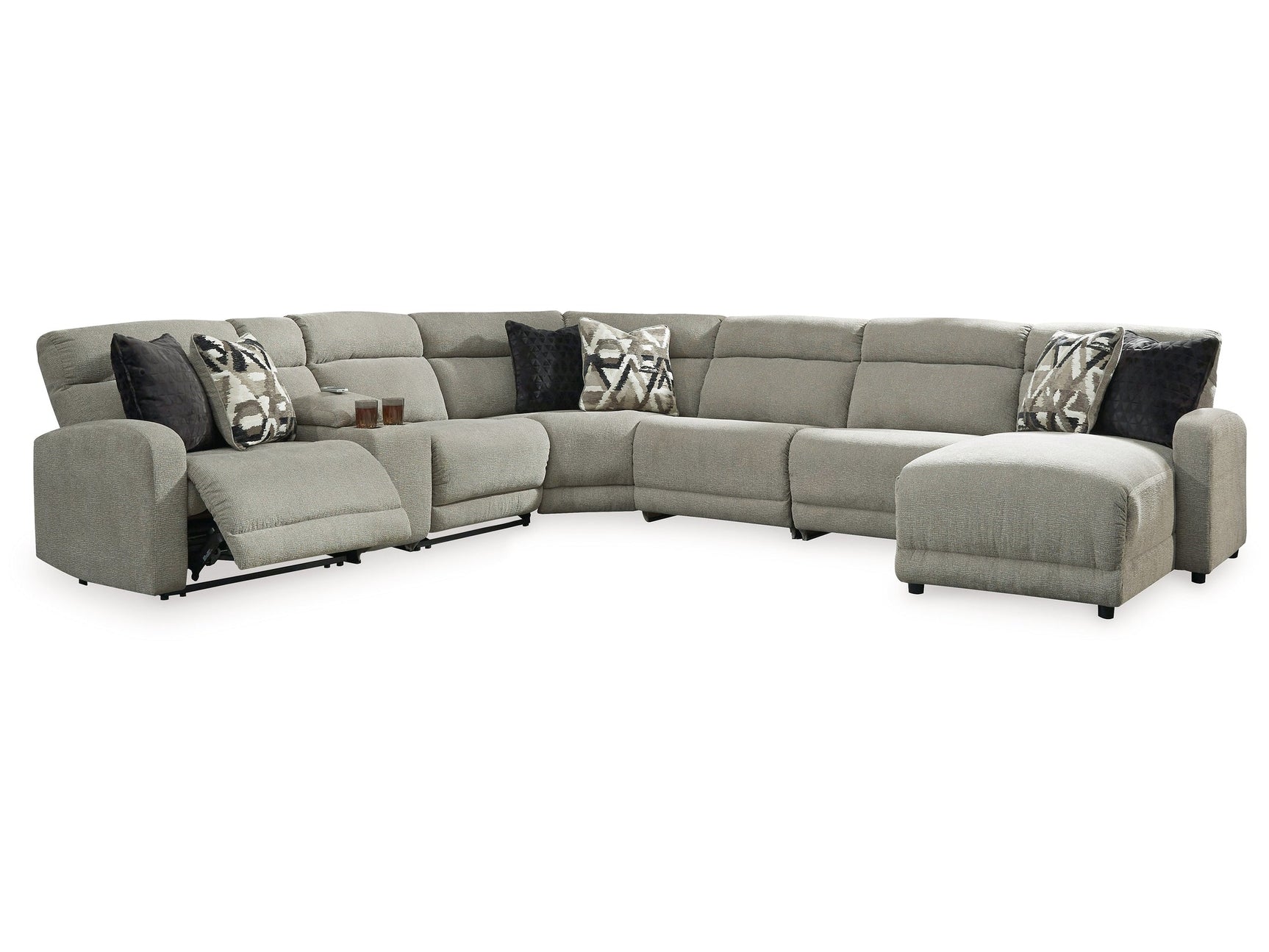 Colleyville Stone 7-Piece Power Reclining Sectional with Chaise (Online Special Price) - Ornate Home