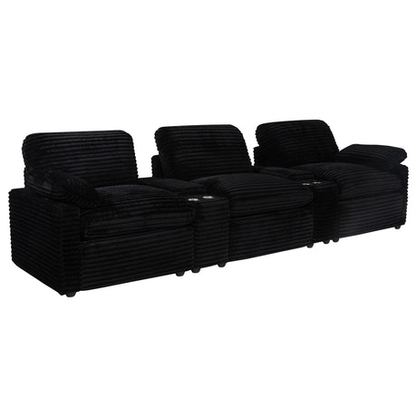 Collins Black 5-Piece Power Reclining Home Theater Seating - Ornate Home