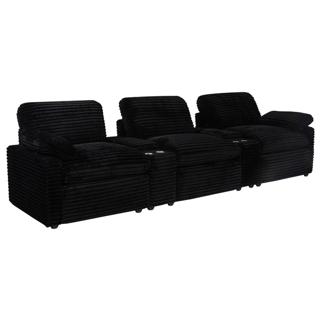 Collins Black 5-Piece Power Reclining Home Theater Seating - Ornate Home