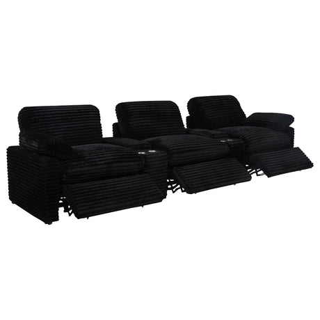Collins Black 5-Piece Power Reclining Home Theater Seating - Ornate Home