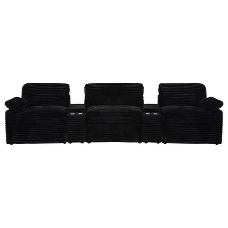 Collins Black 5-Piece Power Reclining Home Theater Seating - Ornate Home
