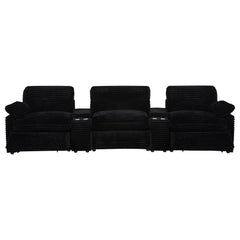 Collins Black 5-Piece Power Reclining Home Theater Seating - Ornate Home