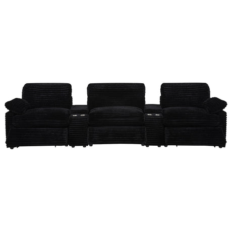 Collins Black 5-Piece Power Reclining Home Theater Seating - Ornate Home
