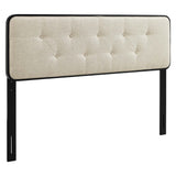 Collins Black/Beige Tufted Fabric and Wood Full Headboard - Ornate Home