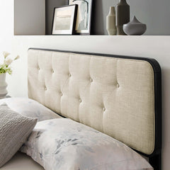 Collins Black/Beige Tufted Fabric and Wood King Headboard - Ornate Home