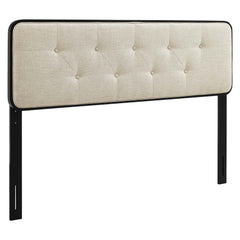 Collins Black/Beige Tufted Fabric and Wood King Headboard - Ornate Home