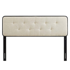 Collins Black/Beige Tufted Fabric and Wood King Headboard - Ornate Home