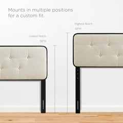Collins Black/Beige Tufted Fabric and Wood King Headboard - Ornate Home