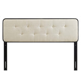 Collins Black/Beige Tufted Fabric and Wood Queen Headboard - Ornate Home