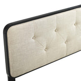 Collins Black/Beige Tufted Fabric and Wood Queen Headboard - Ornate Home