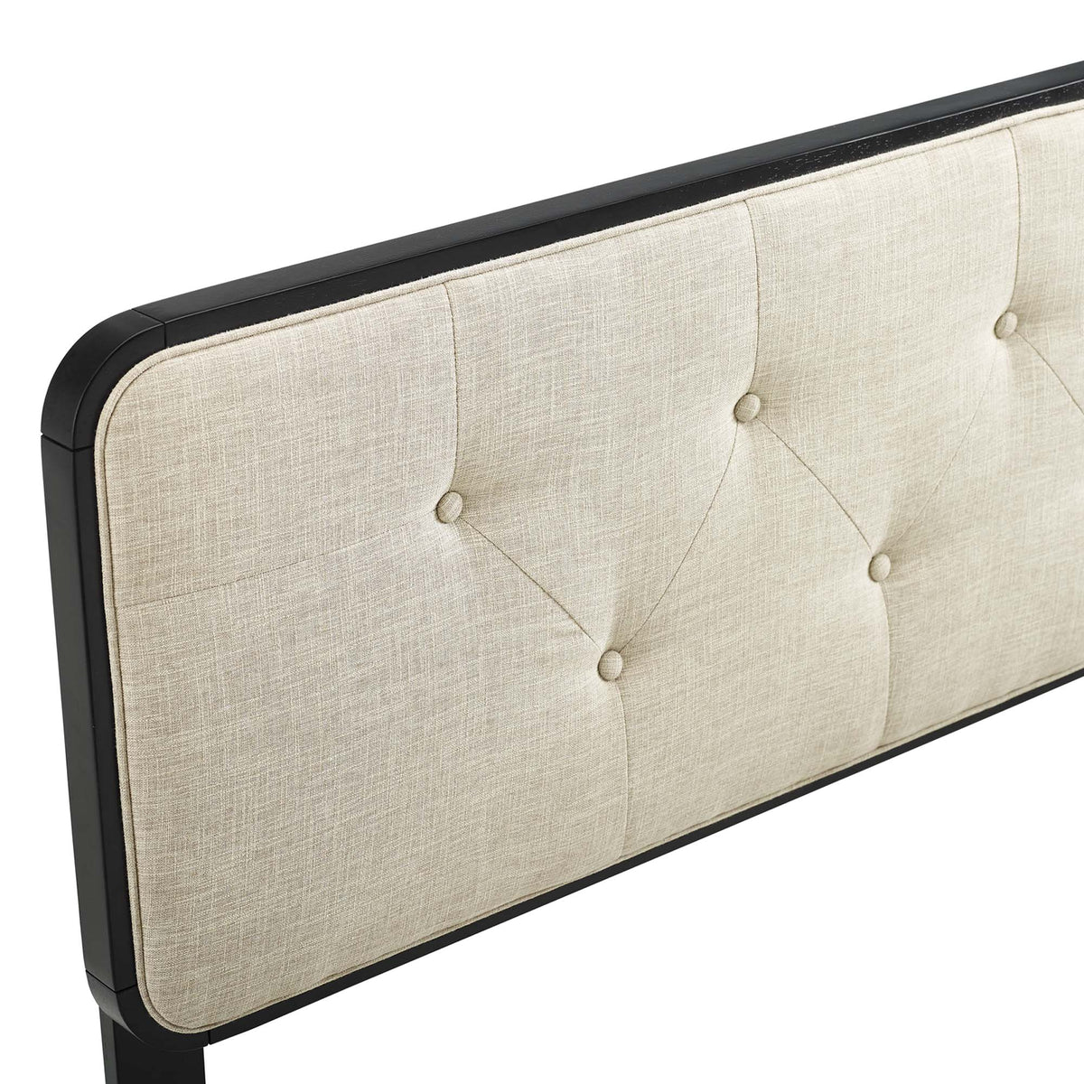 Collins Black/Beige Tufted Fabric and Wood Queen Headboard - Ornate Home