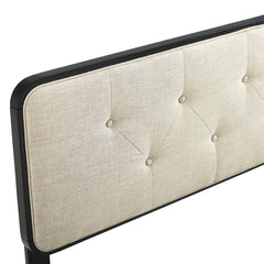 Collins Black/Beige Tufted Fabric and Wood Queen Headboard - Ornate Home