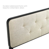 Collins Black/Beige Tufted Fabric and Wood Queen Headboard - Ornate Home