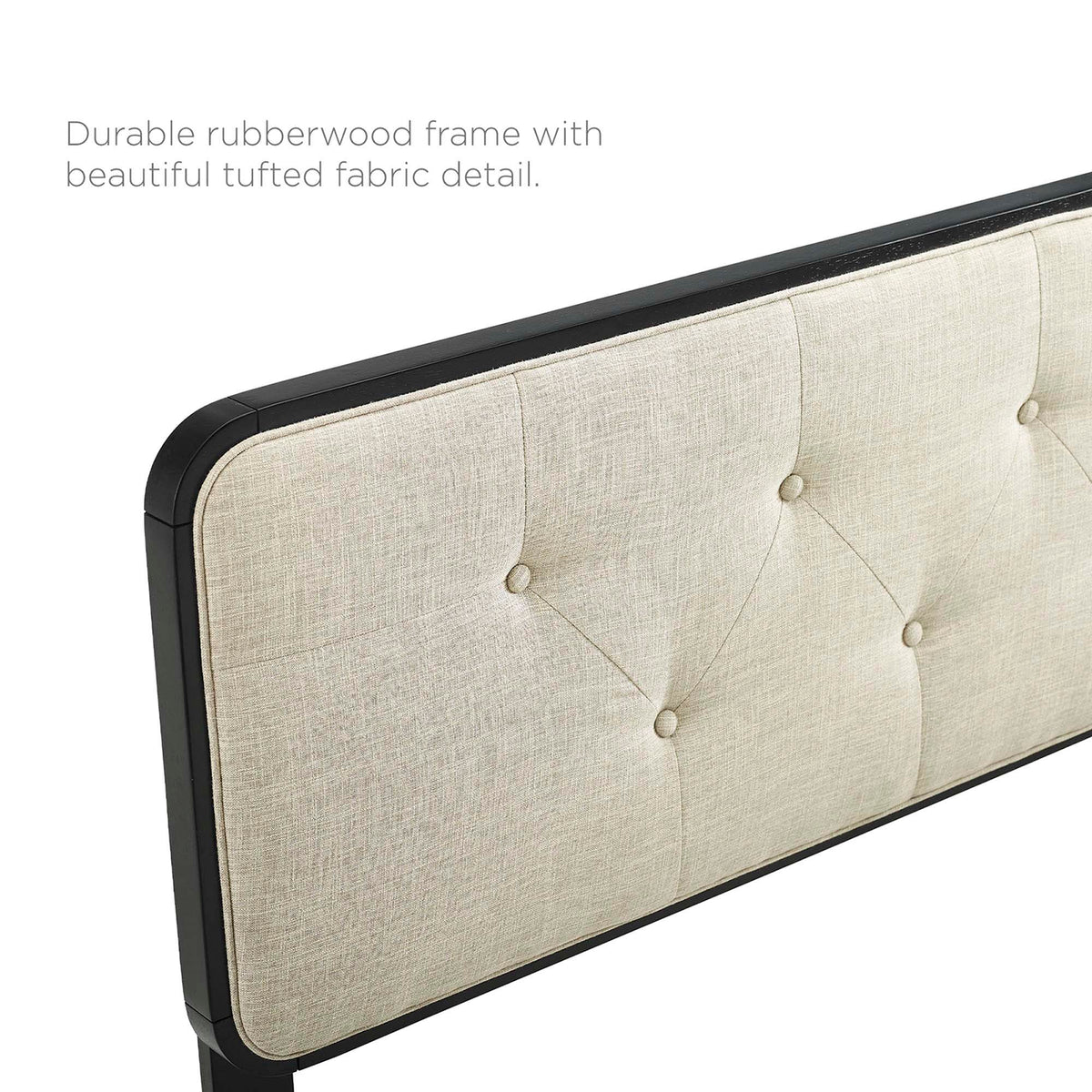 Collins Black/Beige Tufted Fabric and Wood Queen Headboard - Ornate Home